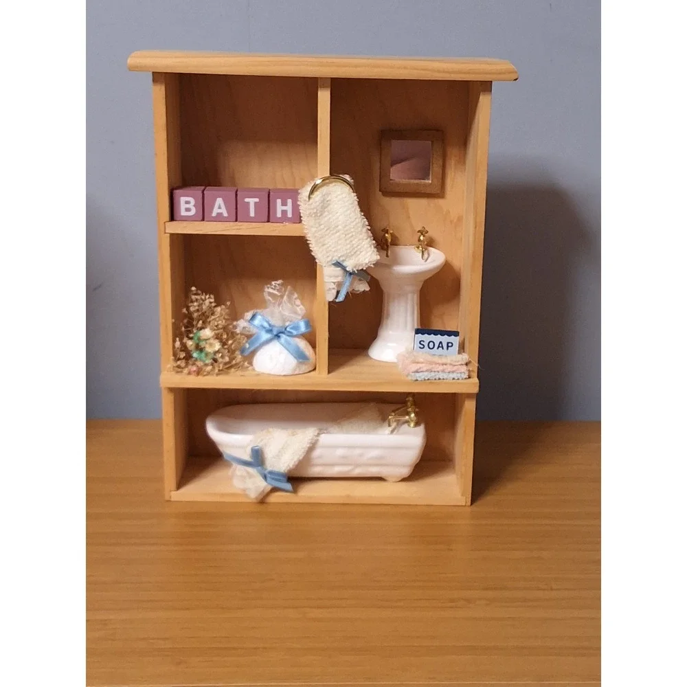 Vintage Decor & More Country Bath Curio Shadow Box Wall Display With Box